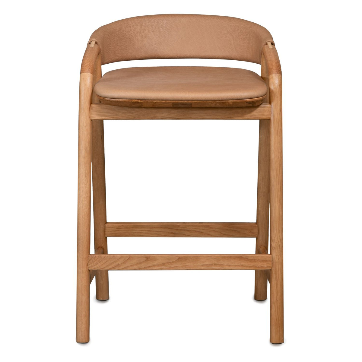 Inlay Counter Stool with Leather Backrest – Trit House